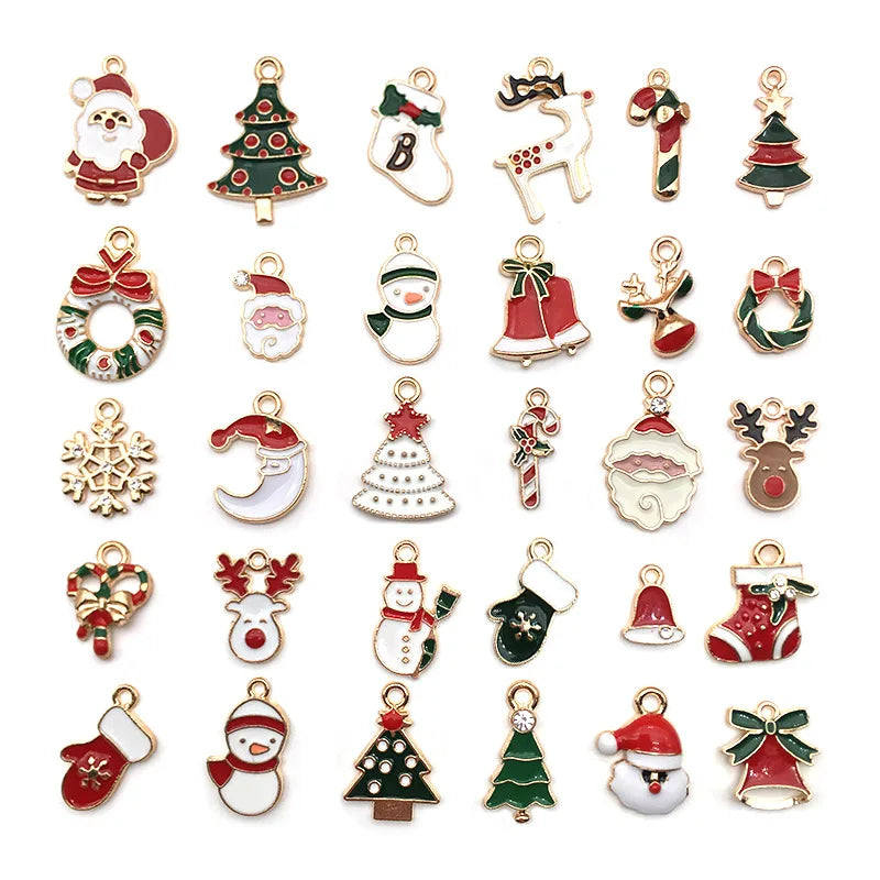 Custom Zinc Alloy Enamel Charms Metal Classic Cartoon Christmas Gift Charm Pendants Bracelet for Diy