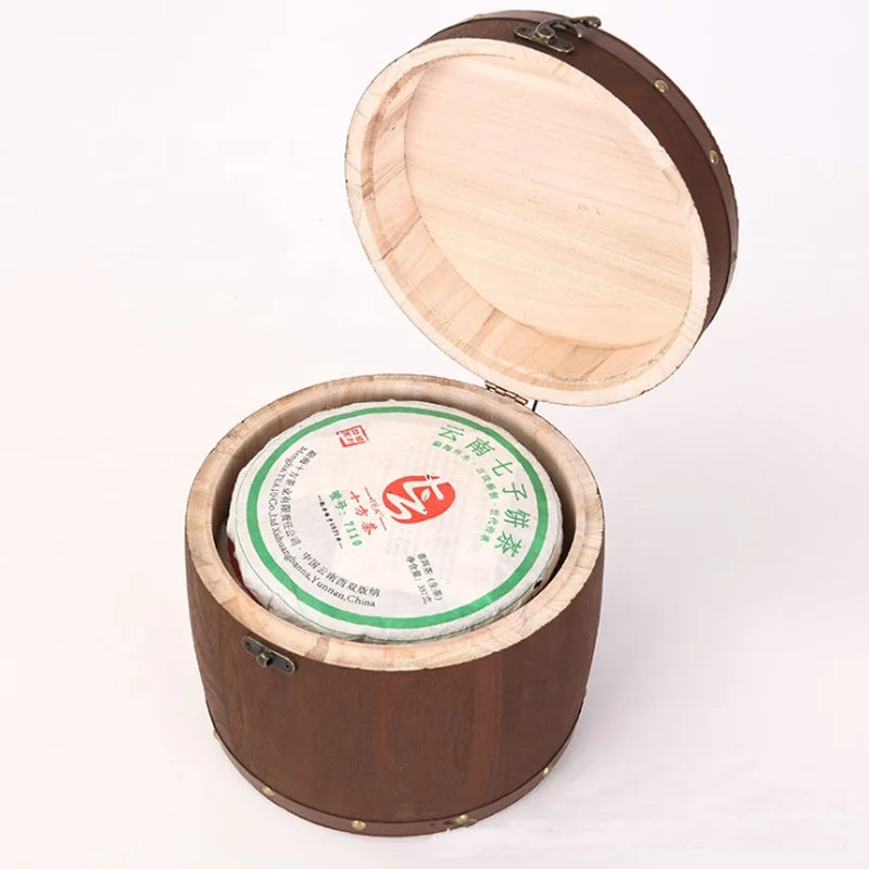 Premium Retro Round Wooden Tea Cake Box Multifunction Paulownia Wooden Tea Coffee Storage Box MegaBDM