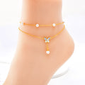 Fashion Women's Jewelry Gift Accessories Pearl Butterfly Pendant 18K Gold Stainless Steel Double-layer Chain Anklet Romantic