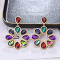 European and American Exaggerated Ear Jewelry Colorful Crystal Round Crystal Diamond Earrings Women Jewelry