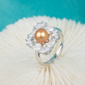 R030586 DIY 6-8mm Natural Freshwater Pearl Ring Accessory 925 Sterling Silver Adjustable Size Engagement Jewelry Ring for Women