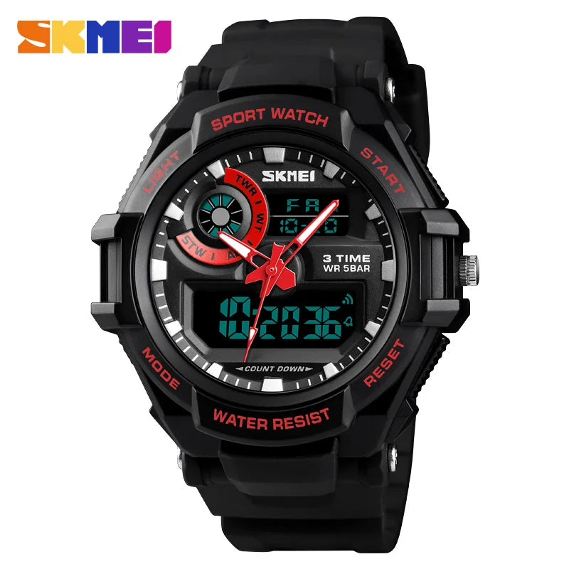 SKMEI 1357 Men's Watch Fashion Waterproof Watch for Men with Analog-Digital Dual Movement Multifunctional Male Sports Wristwatch