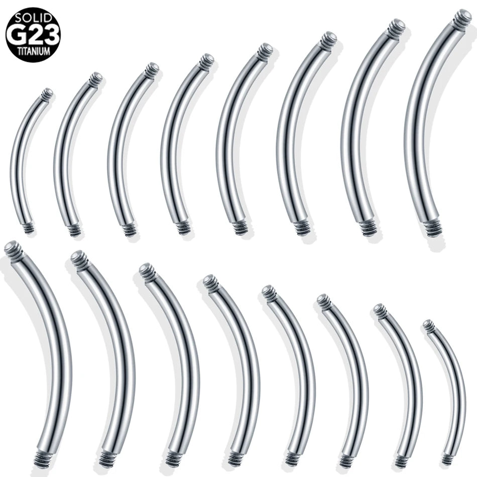 10Pcs/pack ASTM-F136 Implant Titanium Curved Bar Parts Screw Barbells for Eyebrow Navel Piercing Jewelry Post Only Replacements
