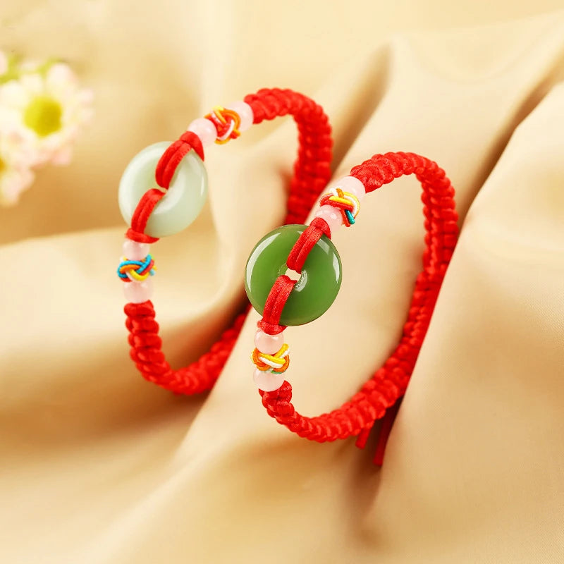 Wholesale Braided Imitated Jade New Arrival Peace Buckle Drawstring Adjustable Red Rope for Couples
