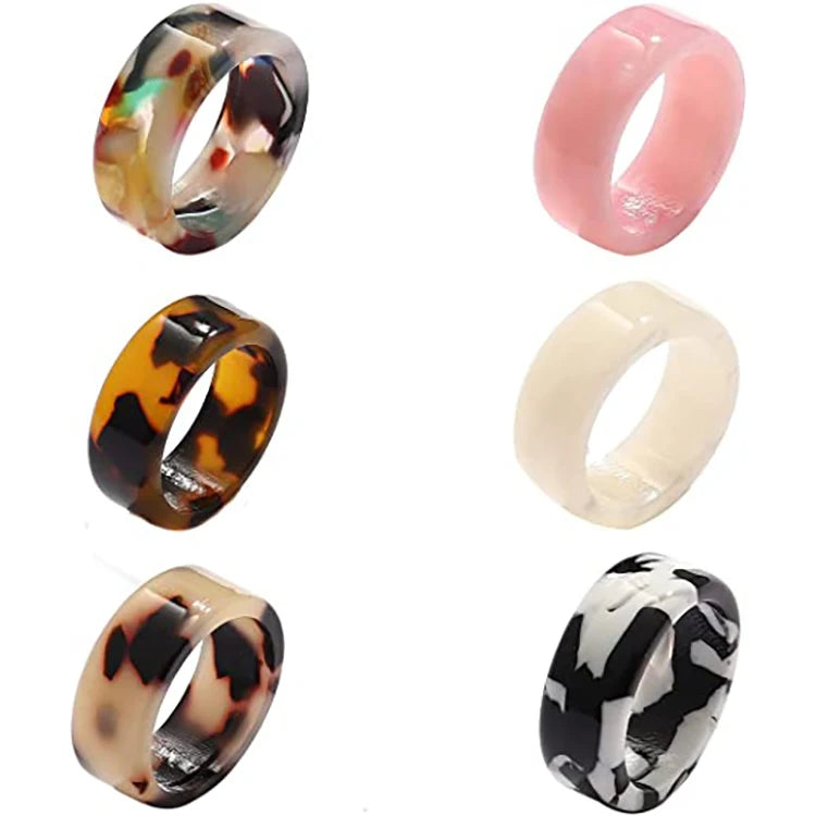 Korean 2023 Newest Design Wholesale Acetate Board Ring Multi Color Ring Simple Jewelry Gifts Rings for Couple