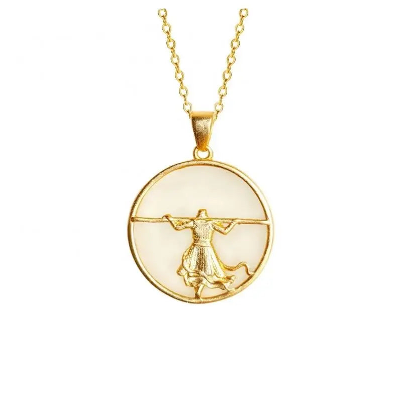 Certified The Return Of The Great Sage Necklace S925 Silver Gold-Plated Jade Pendant Natural Hetian Jade Pendant Gift