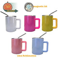 12oz Sublimation Blank Macaron Candy Color Double Wall Stainless Steel Eco-Friendly Coffee Mug BPA-Free Magnetic Lid PP Handle