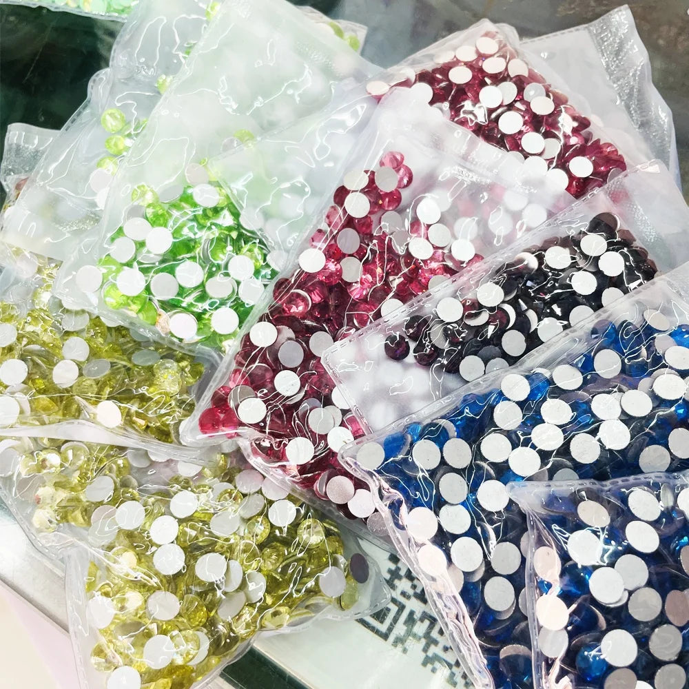 Yantuo Round Crystal Stone Glass Rhinestone Flat Back Non Hotfix Rhinestone for Nail Art Decoration