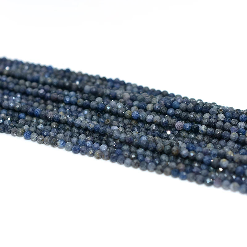 Factory Wholesale Price 100% Natural 3mm Faceted Blue Sapphire Loose Gemstone Beads