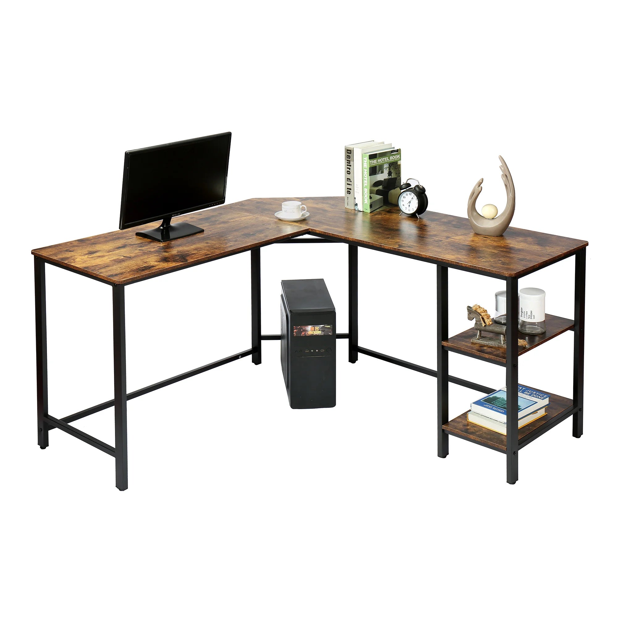 L-Shaped Computer Desk Space-Saving Easy Assembly  Computer Office Workstations Desks Tables Study Desks Furniture