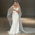 YouLaPan Single-layer Cathedral Length Bridal Wedding Veil Luxurious Beads Embellishments Trailing Design M16