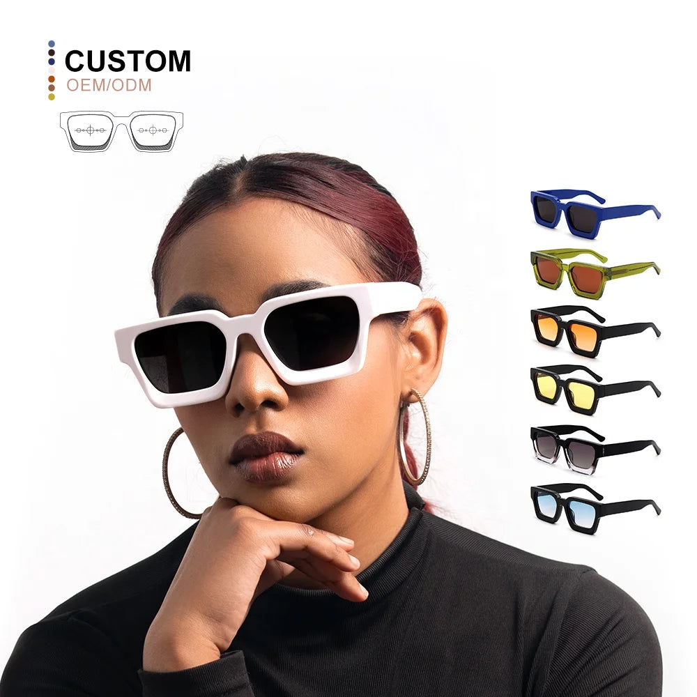 Customized Metal Logo High End Luxury Fashionable Thick Acetate Sunglasses Polarized for Mens Women