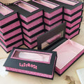 Lash Packaging Box with Rhinestone Luxury pink Black Eyelash Packaging Box case of 25mm Mink Lash Packaging Vendor