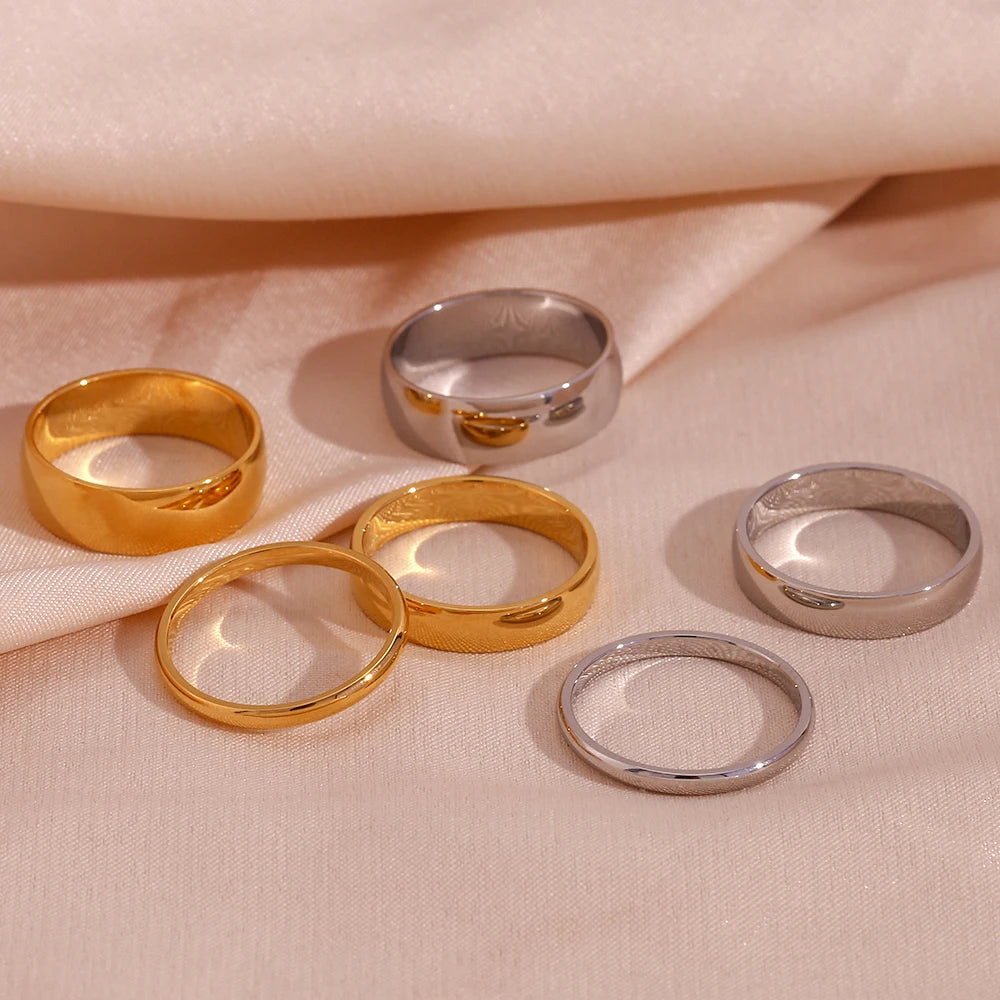 Minimalist 18K Gold Plated Stainless Steel Rings Jewelry Women Engagement Rings for Women