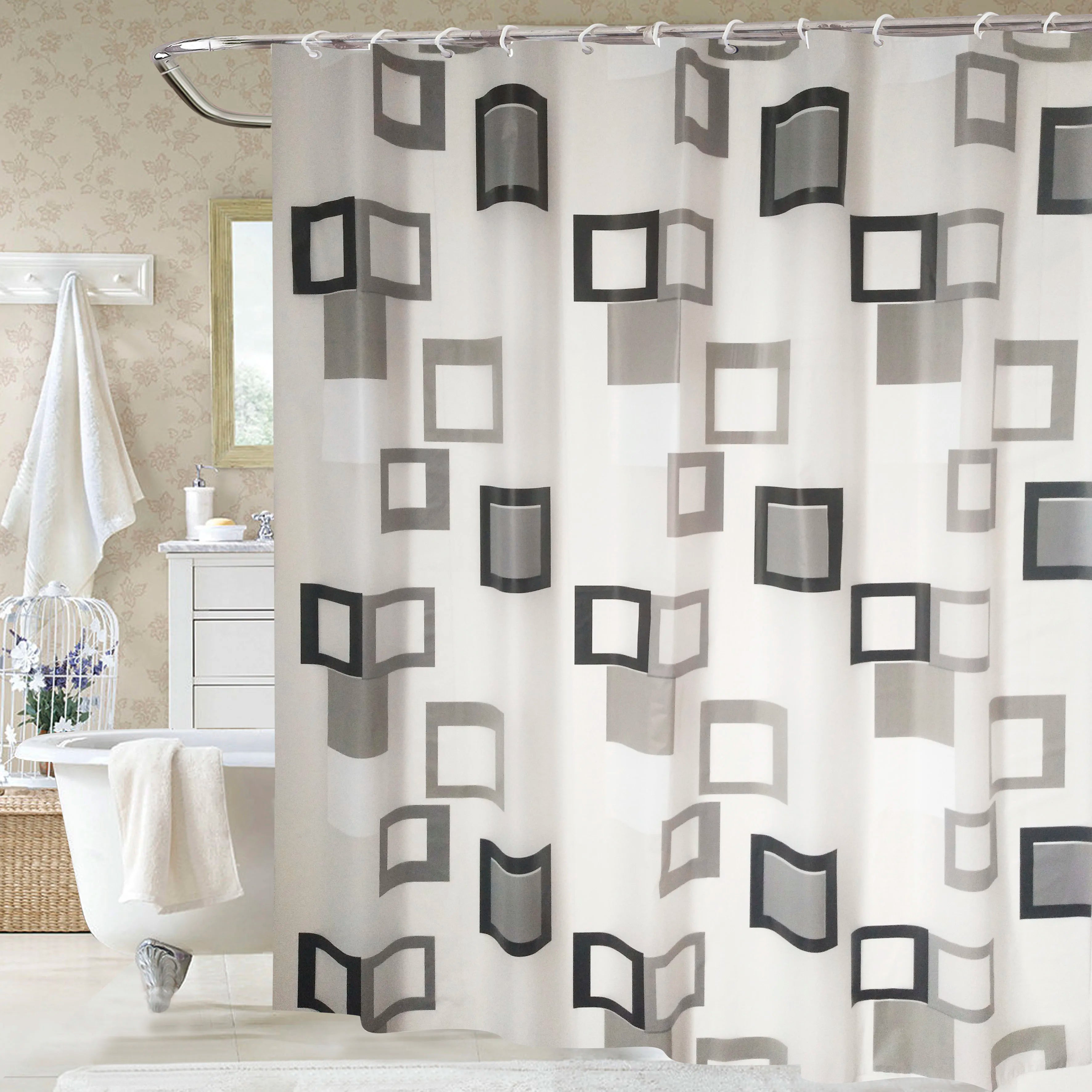 Eco Friendly Wholesale Peva Mouldproof Printing Waterproof Shower Curtains 180x200cm Customized Color Modern Luxury Design
