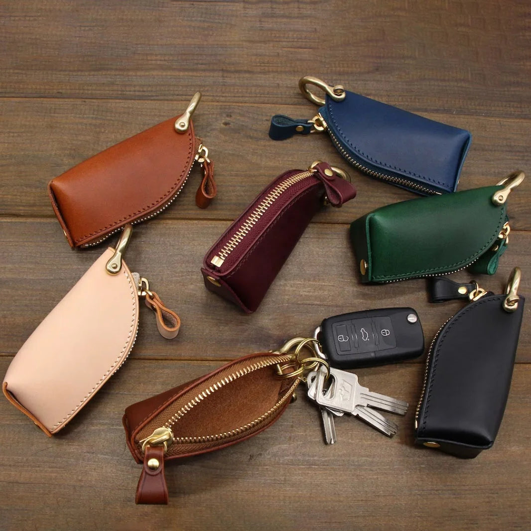 Good Quality PU Leather Keychain Wallet Zipper Key Bag Car Key Pouch Pocket Keys Case Custom Ke Y Holder Keyrings Accessories