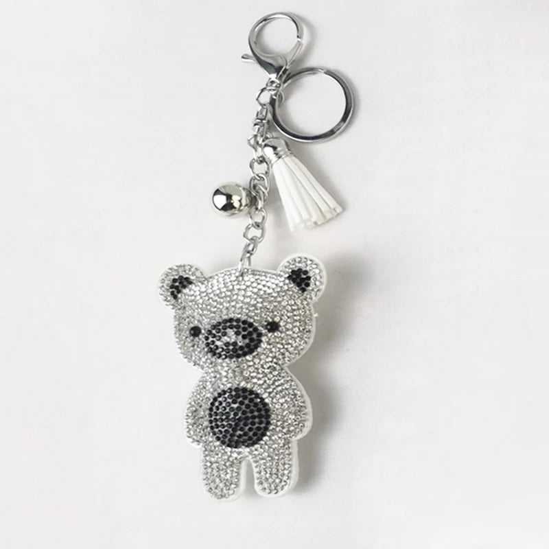 Factory Price Shining Clear Crystal Rhinestone Bear Keychain Personalized Teddy Bear Cheap Diamond Keychain for Women