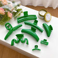 Korean New Style Plastic Green Hair Claw Clips Simple Solid Color Shiny Hair Claws for Women