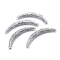 Fine 925 Sterling Silver Anti-Silver Flower Spiral Curved Smooth Square Tube Charm Beads for DIY Jewelry Making 3x30mm Bulk Sale