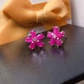Wholesale Fashion 925 Sterling Silver Natural Ruby Handmade Wedding Earrings for Women Rhodium & Gold Plated CMA Certified Gift