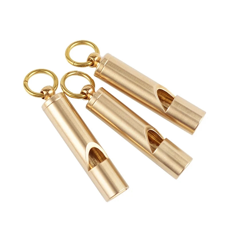BEST EDC Classic Brass Whistle Gold Pure Copper Metal Keychain Outdoor Camping Sports Team Survival Metal Whistle