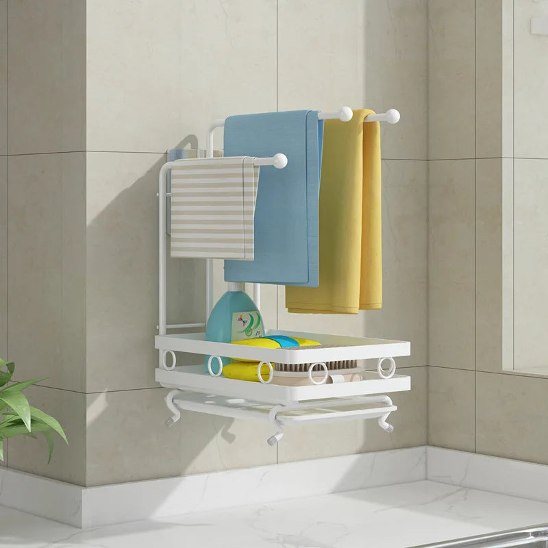 Factory Wholesale Guangdong Carbon Steel Sink Caddy Single-Tier Non-Folding Wall-Mounted Kitchen Organizer Dish Rack
