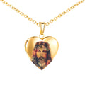 Jesus Christian Priest Image Heart-Shaped Stainless Steel Pendant Necklace Men's Fashion Jewelry Gold Plating Romantic Link