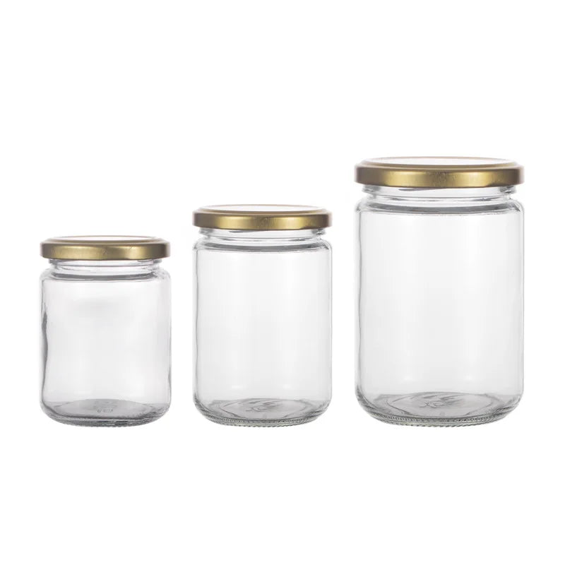 Spot Round Glass Storage tank sealed Chili Sauce Can Packaging Empty Bottles with Caps