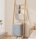 Hot Sales Bamboo Storage Hamper Basket and Towel Rack Wood Ladder for Bathroom or Living Room