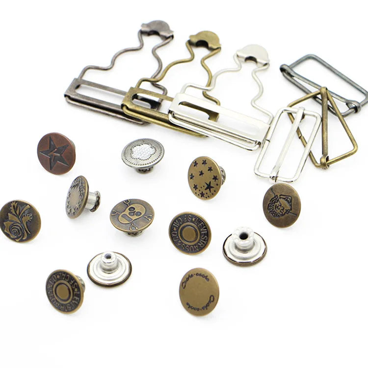 Gold Antique Brass Custom Gourd Shape Adjustable Metal Jeans Suspender Button Buckle Clip Buckles RMT Brand China
