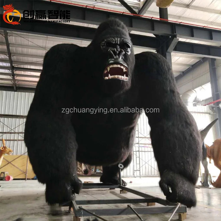 H=4m Large Real-Size Animatronic Artificial Gorilla Models Silicone Material Simulated Animals Model for Theme Park MegaBDM