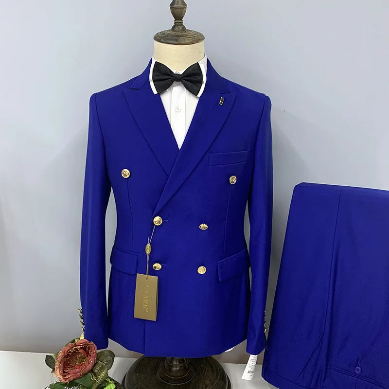 2024 Men's Business Fashion High Quality Gentleman Black 2 Piece Suit Set / Blazers Coat Jacket Pants Classic Trousers