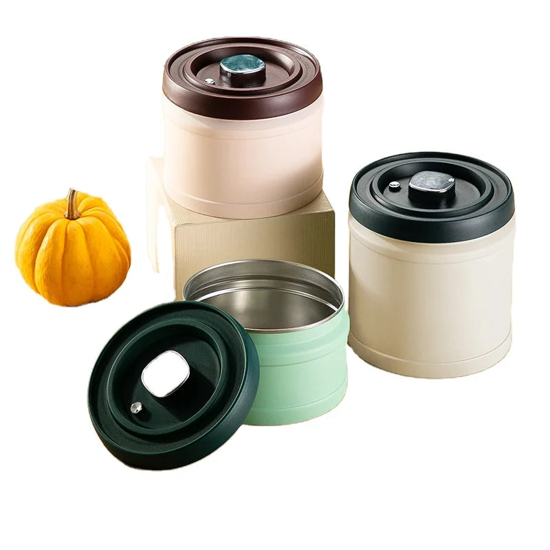 High-quality Stainless Steel Vacuum Coffee Jar Metal High-seal Storage Jar with Optional Colors