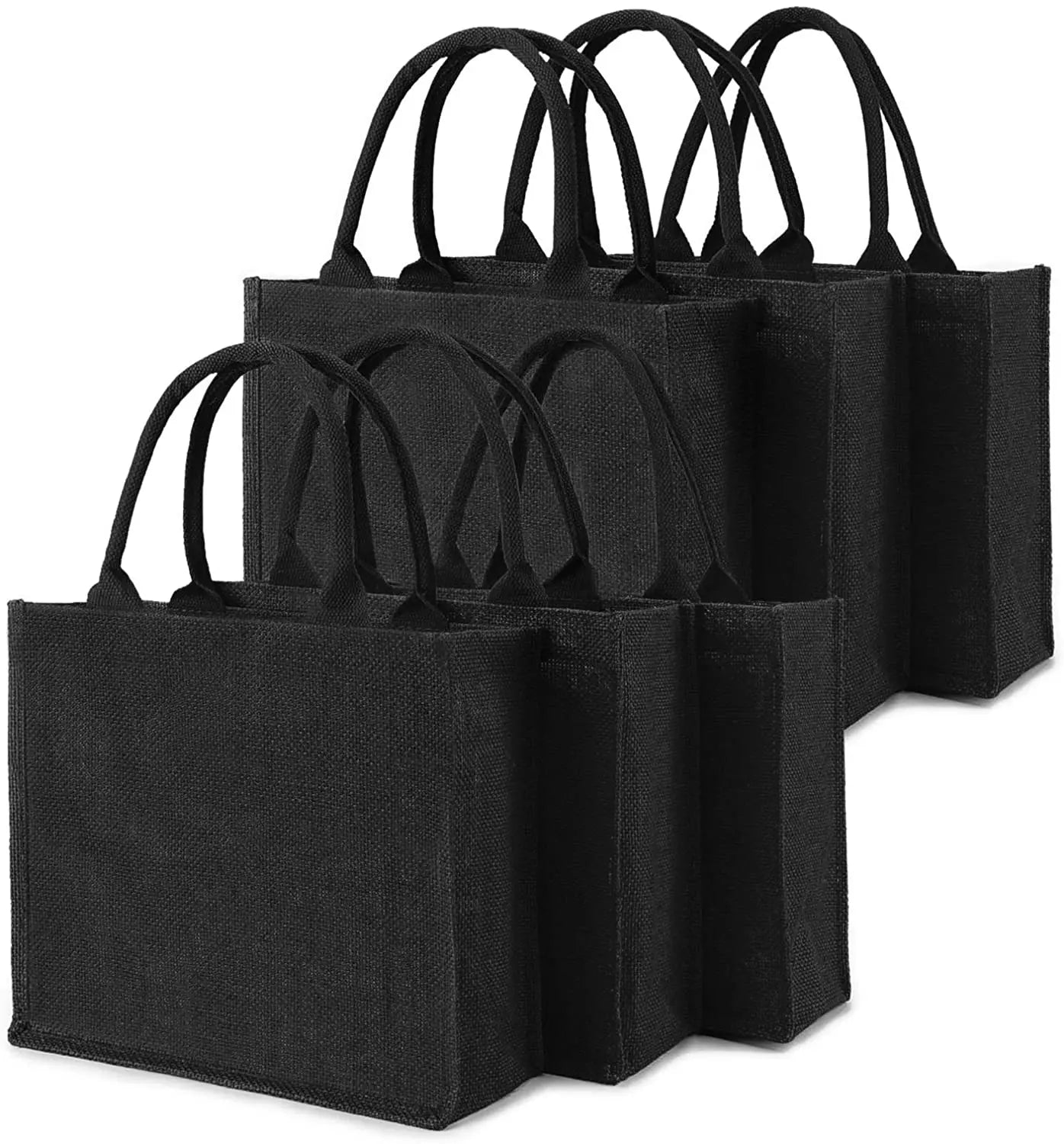 Medium Black Burlap Jute Tote Bags Letter Reusable Canvas Gift Favors Bulk Bridesmaid Wedding Favors Blank Tote Bag Handles