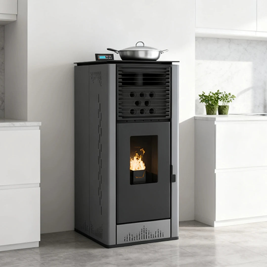 PANSEE PS-200 Modern Carbon Steel Pellet Stove-Durable & Eco-Friendly Freestanding Heating for Living Rooms