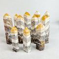 Natural Quartz Crystals Tower  Yellow Iceland Spar Healing Stone Yellow Calcite  for Decor