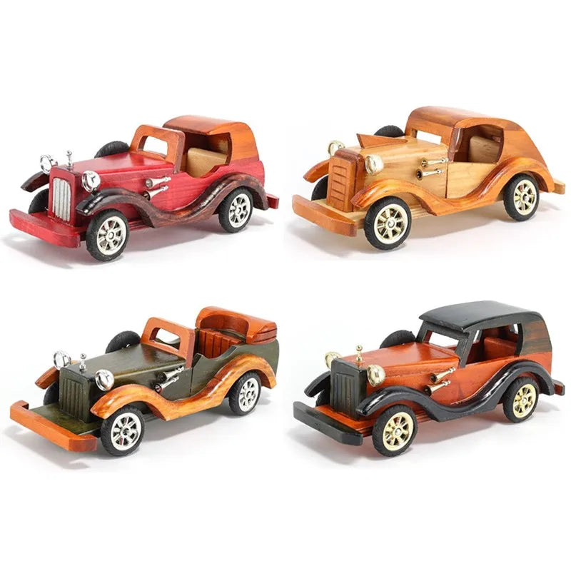 10in Vehicle Car Models Handcrafted Vintage Retro Classic Wooden Model Cars Sculpture Statue Craft Office Home Desk Shelf Decor