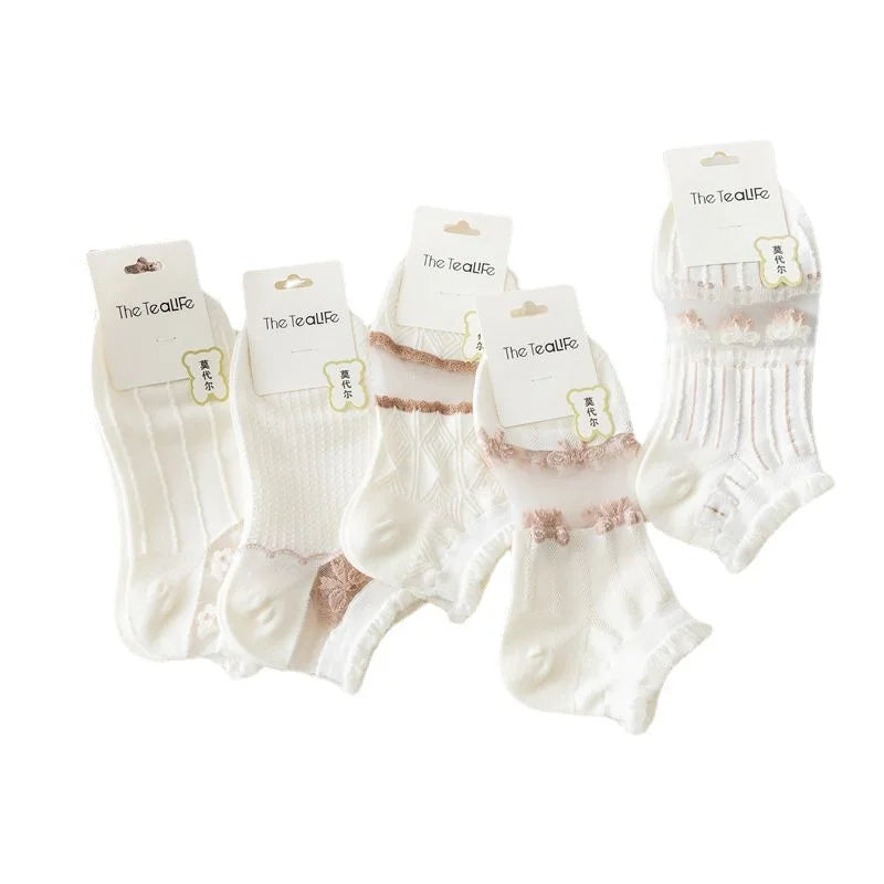 Wholesale New Products Pile up Socks Women's Green Mid-tube Female Socks Double Needle Stripe Simple Socks