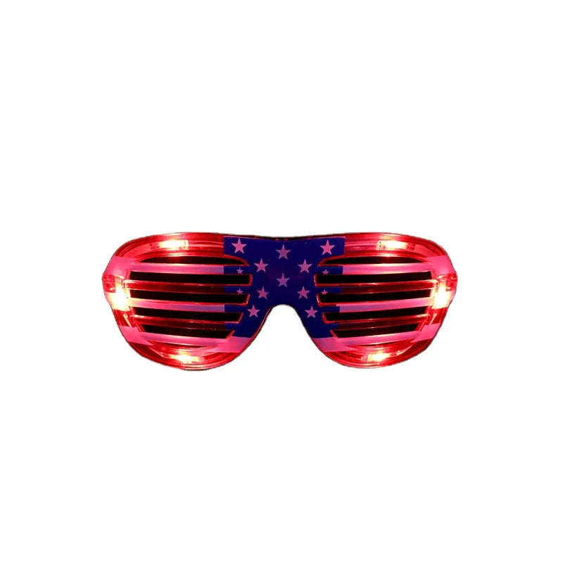 Light up Red White and Blue 4th July Accessories for Kids Men Women LED Flashing American Flag July 4th Decorations