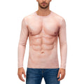 Fitspi Wholesale 3D Muscle Men Long Sleeve Tshirt Spoof HD Fitness Elasticity Sweat Absorbent Crew Collar Shirt