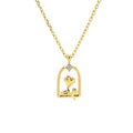 Valentine's Day Jewelry PVD 18K Gold Plated Stainless Steel Rose Flower Pendant Necklace for Gift