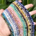 AsVrai U 5-6mm/6-7mm Natural Stone Beads Apatite Amazonite Gemstone Faceted Round Beads for Jewelry Making DIY Bracelet Necklace