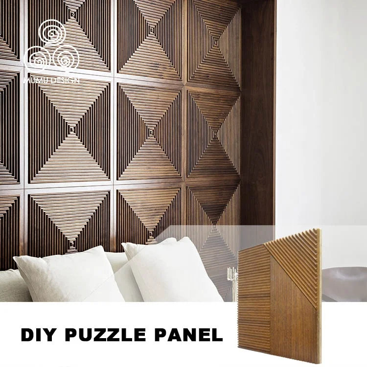MUMU 3D Unique Design Handmade Luxury Straight Groove Interior Door Solid Wood Wall Cladding Board Panel