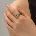 18K Gold Plated Ring Stainless Steel Evil Eyes Wide Colorful Drop Oil Enamel Eye Open Rings for Women