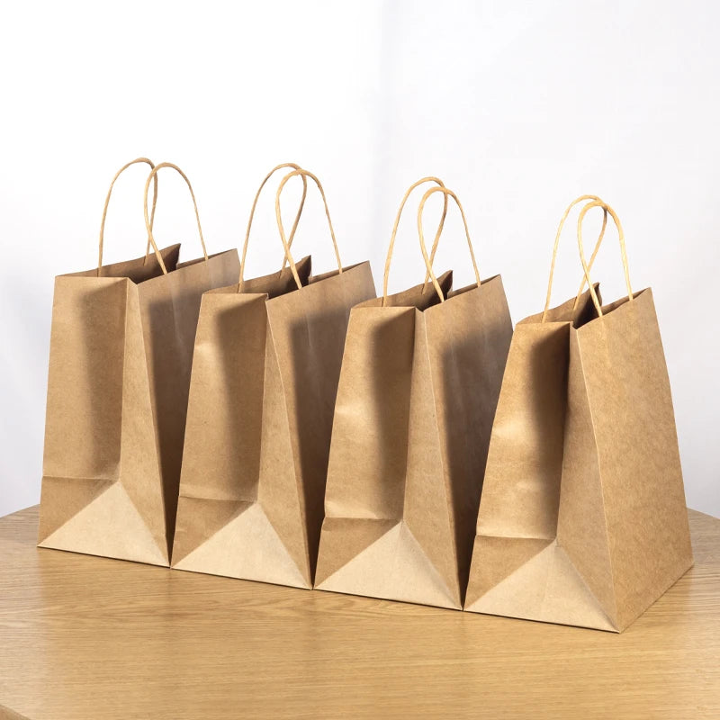 Custom Eco-Friendly Classic Luxury Kraft Paper Bags Durable Handles Handmade Design Printed Logos Premium Shopping Custom