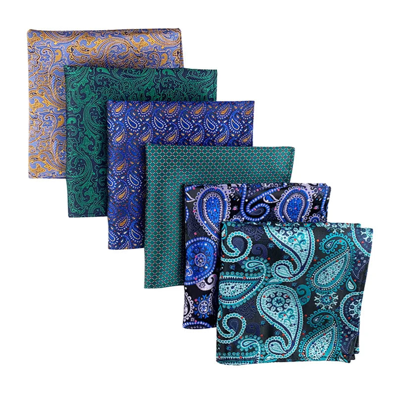 Powerful Merchants New Plaid Dot Floral Pocket Square Suit Polyester Handkerchief for Elegant Men