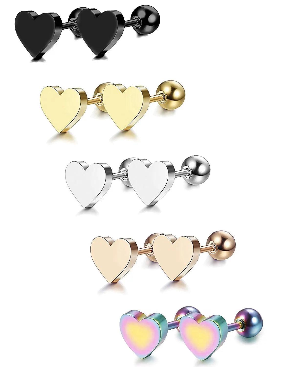 Stainless Steel Tiny Stud Earrings for Women Men Star Moon Heart Cartilage Helix Tragus Earings CZ Ear Piercing Jewelry Set