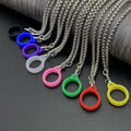 Factory Price 80cm Phone Strap Metal Necklace Silicone Ring Holder Neck Strap Rope Mobile Phone Strap Lanyard
