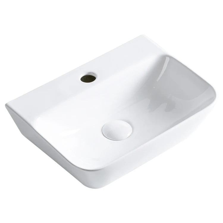 Single Hole Glossy Ceramic Art Basin Lavatory Modern Bathroom Table Top 16 Inch Wash Basin Size
