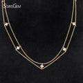 14k Yellow Gold Double Chain Jewelry 3mm White GH Color Synthetic Moissanite Necklace